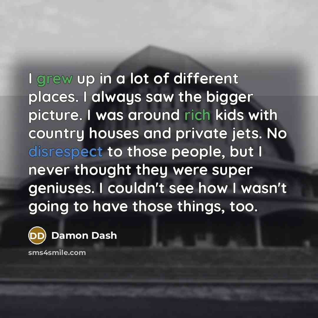“I grew up in a lot of different places. I…” quote by Damon Dash