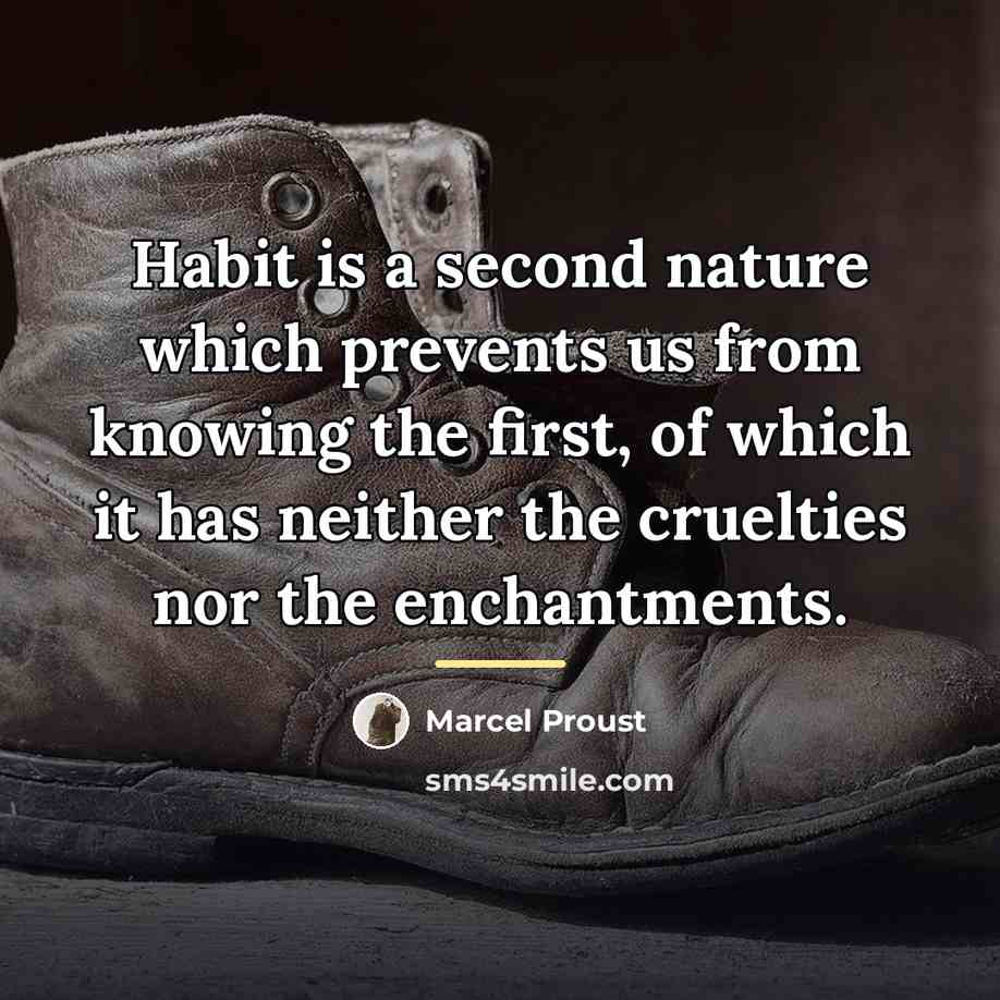 “Habit is a second nature which prevents us from knowing…” quote by Marcel Proust