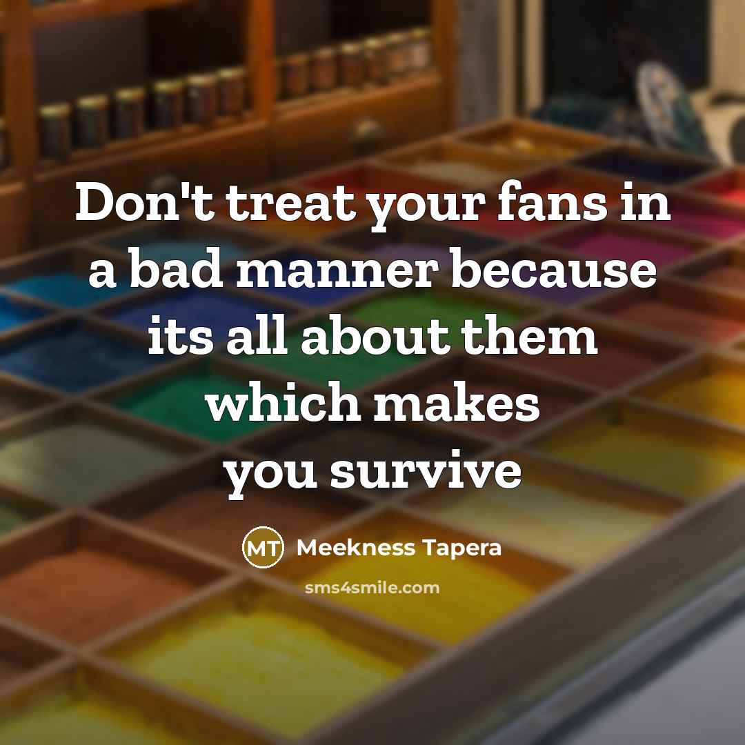 “Don't treat your fans in a bad manner because its…” quote by Meekness Tapera
