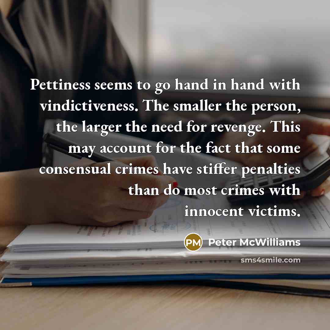“Pettiness seems to go hand in hand with vindictiveness. The…” quote by Peter McWilliams