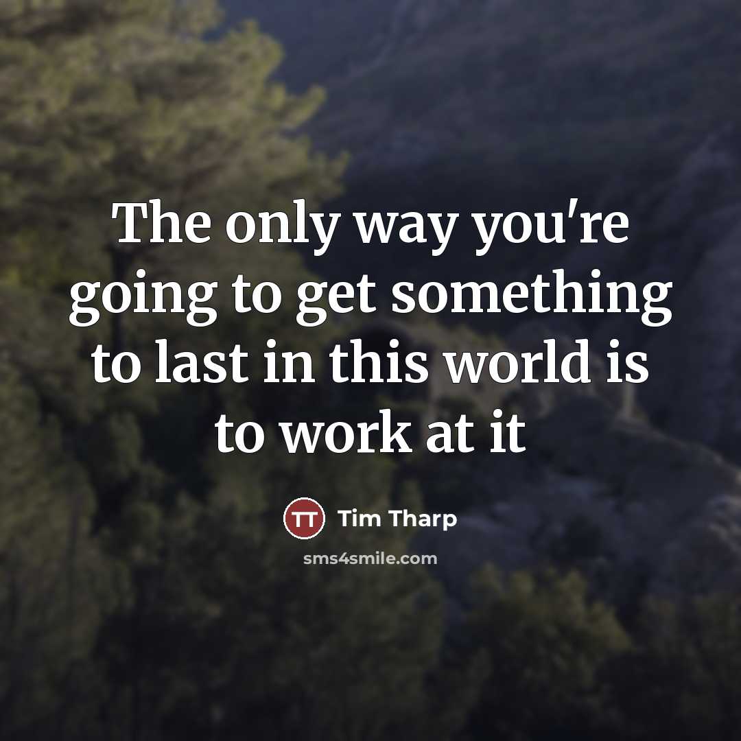 “The only way you're going to get something to last…” quote by Tim Tharp
