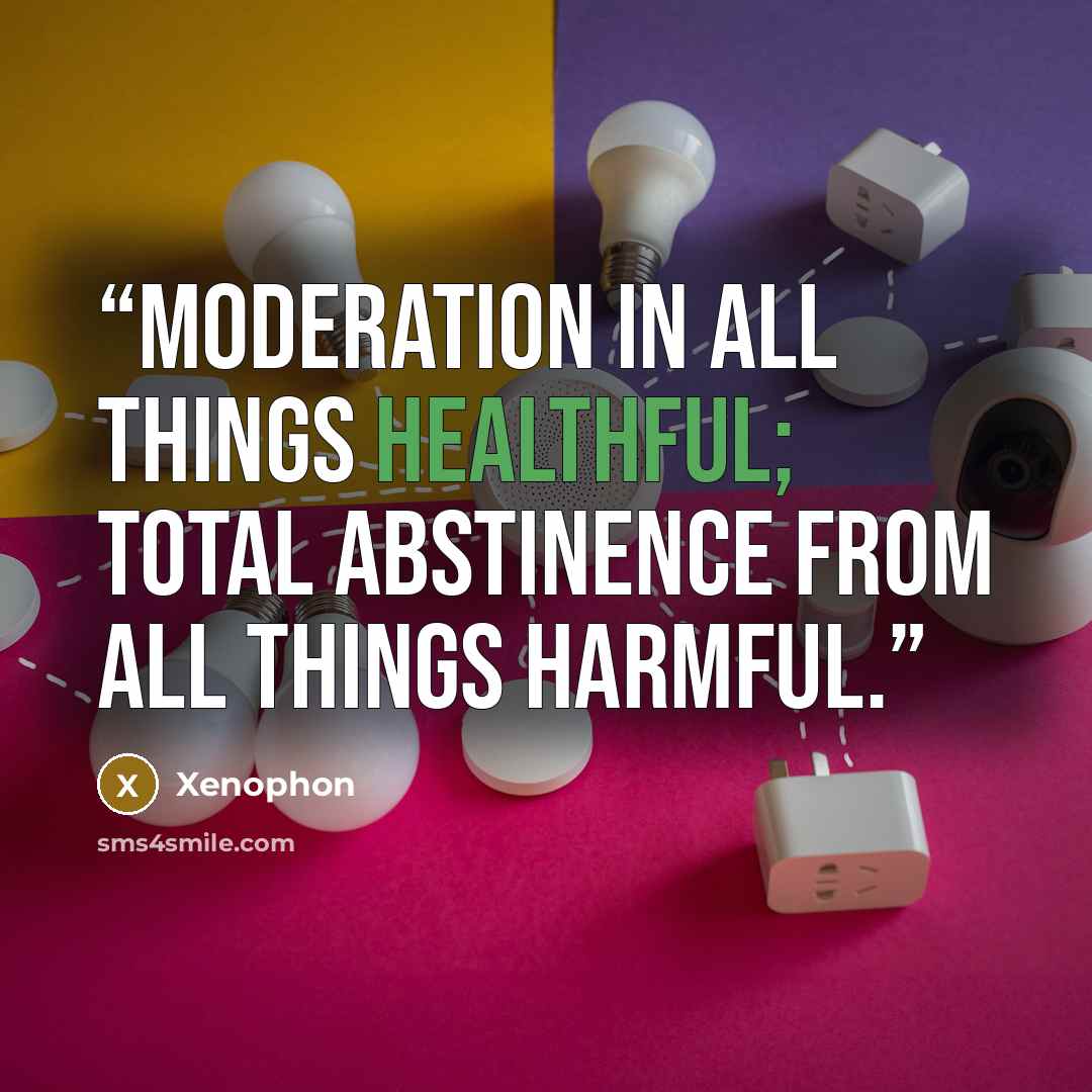 “Moderation in all things healthful; total abstinence from all things harmful.” quote by Xenophon