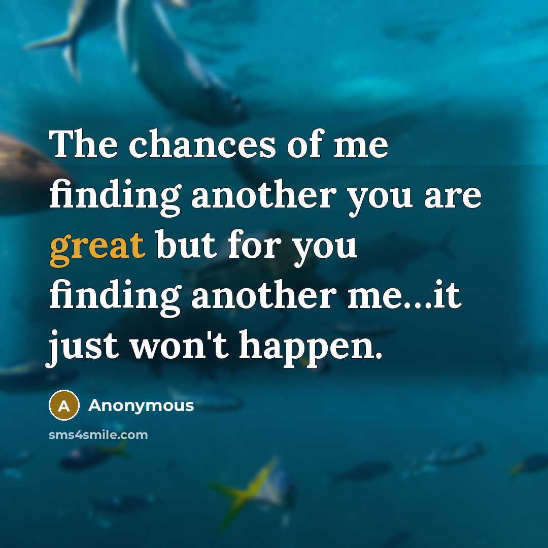 “The chances of me finding another you are great but…” quote by Anonymous