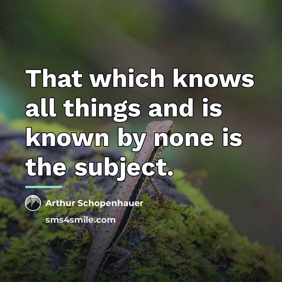 “That which knows all things and is known by none…” quote by Arthur Schopenhauer