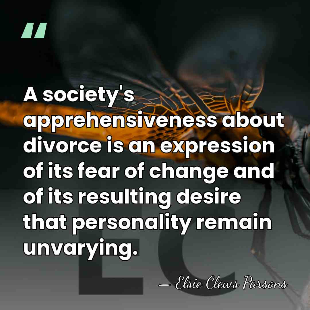 A society's apprehensiveness about divorce is an expression of its fear of&hellip; - Elsie Clews Parsons