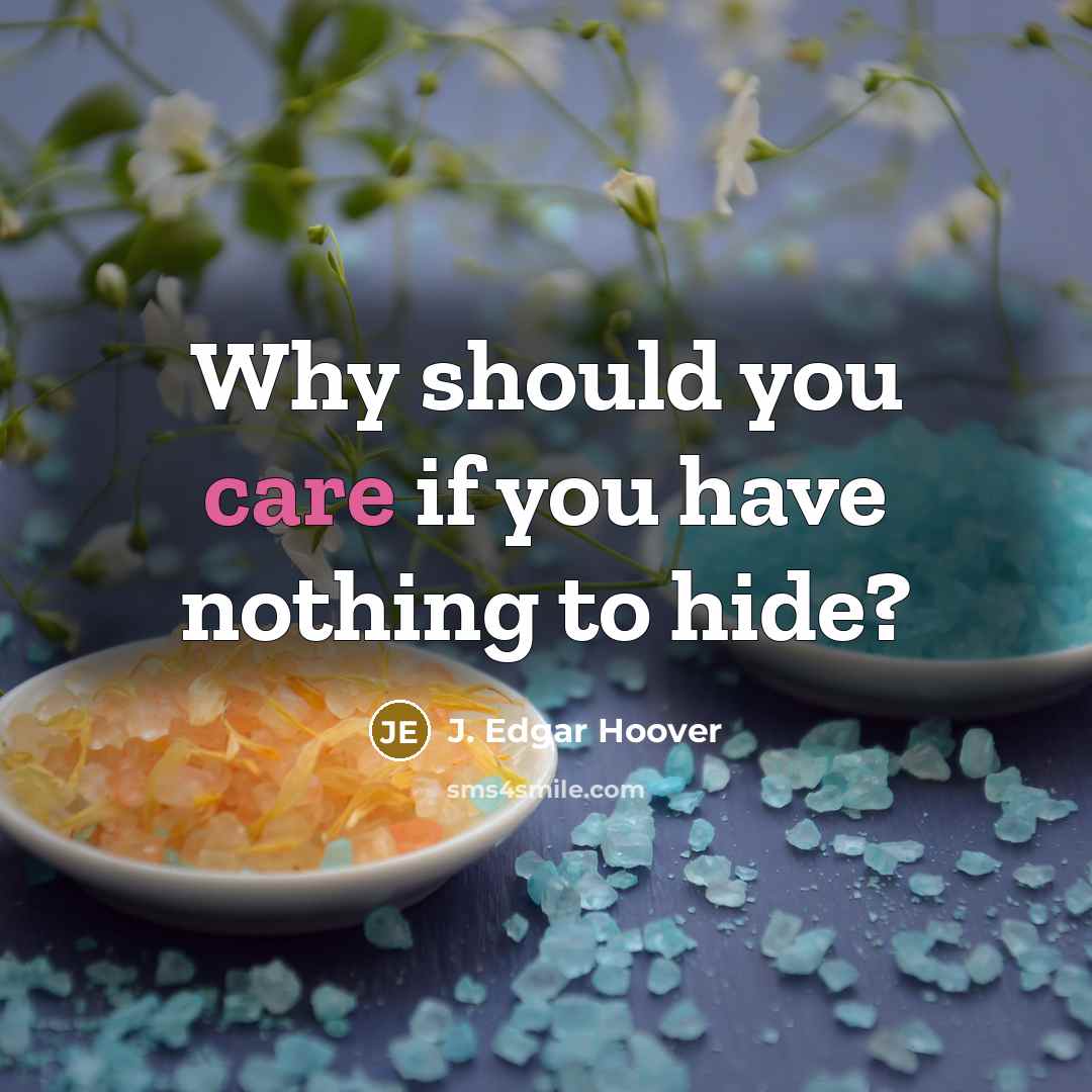 “Why should you care if you have nothing to hide?…” quote by J. Edgar Hoover