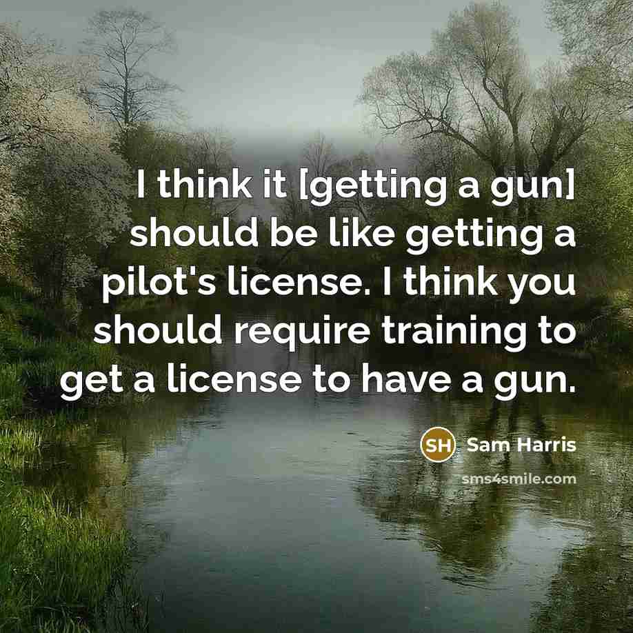 “I think it [getting a gun] should be like getting…” quote by Sam Harris