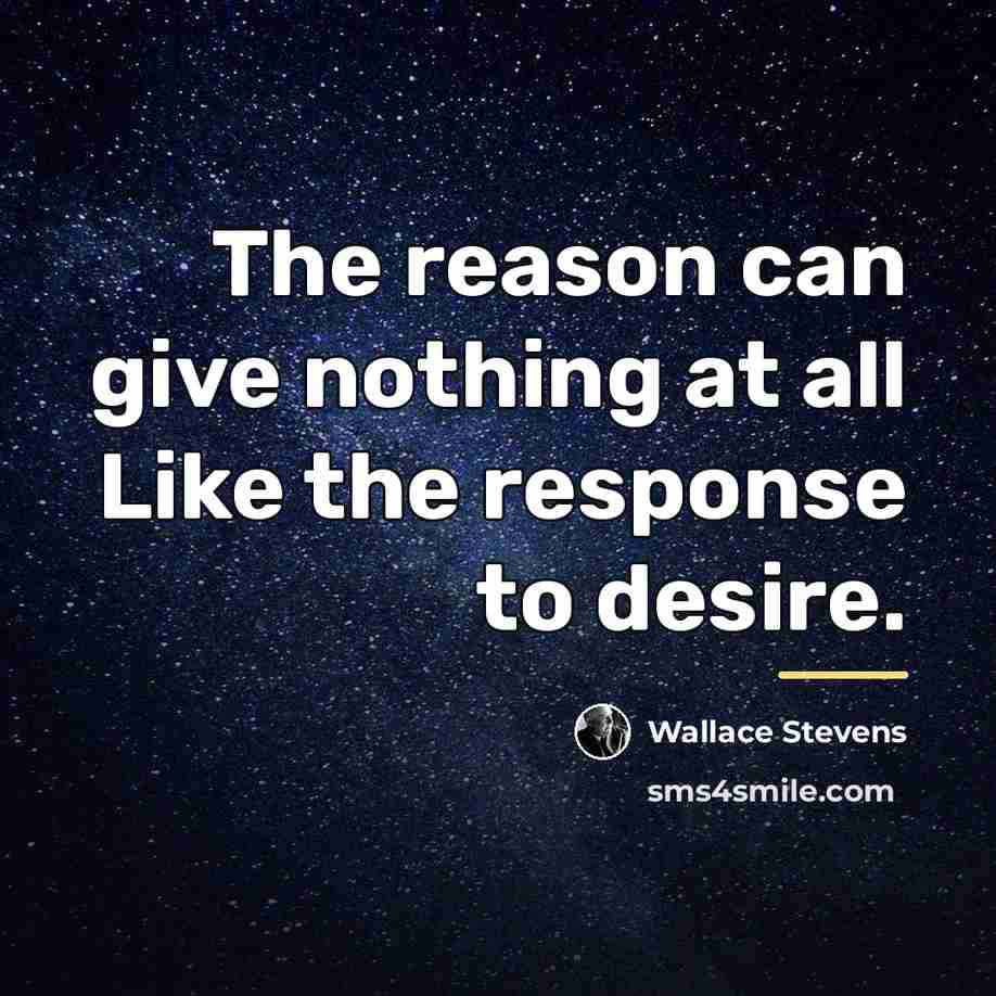 “The reason can give nothing at all Like the response…” quote by Wallace Stevens