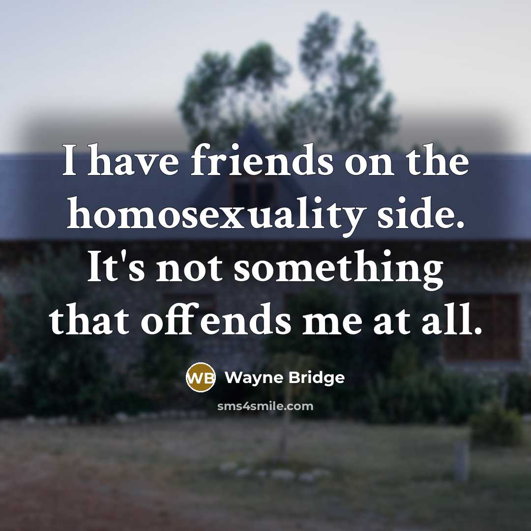 “I have friends on the homosexuality side. It's not something…” quote by Wayne Bridge