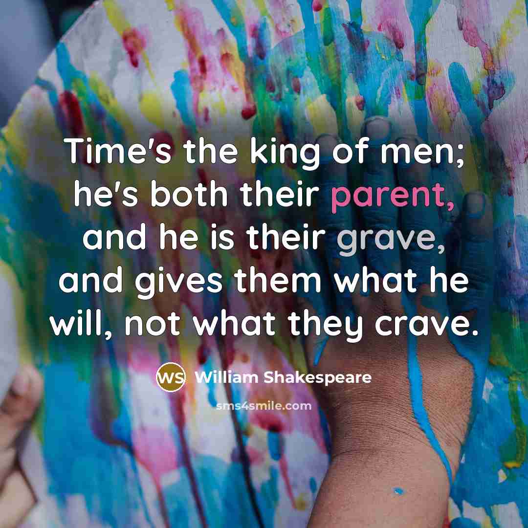 “Time's the king of men; he's both their parent, and…” quote by William Shakespeare