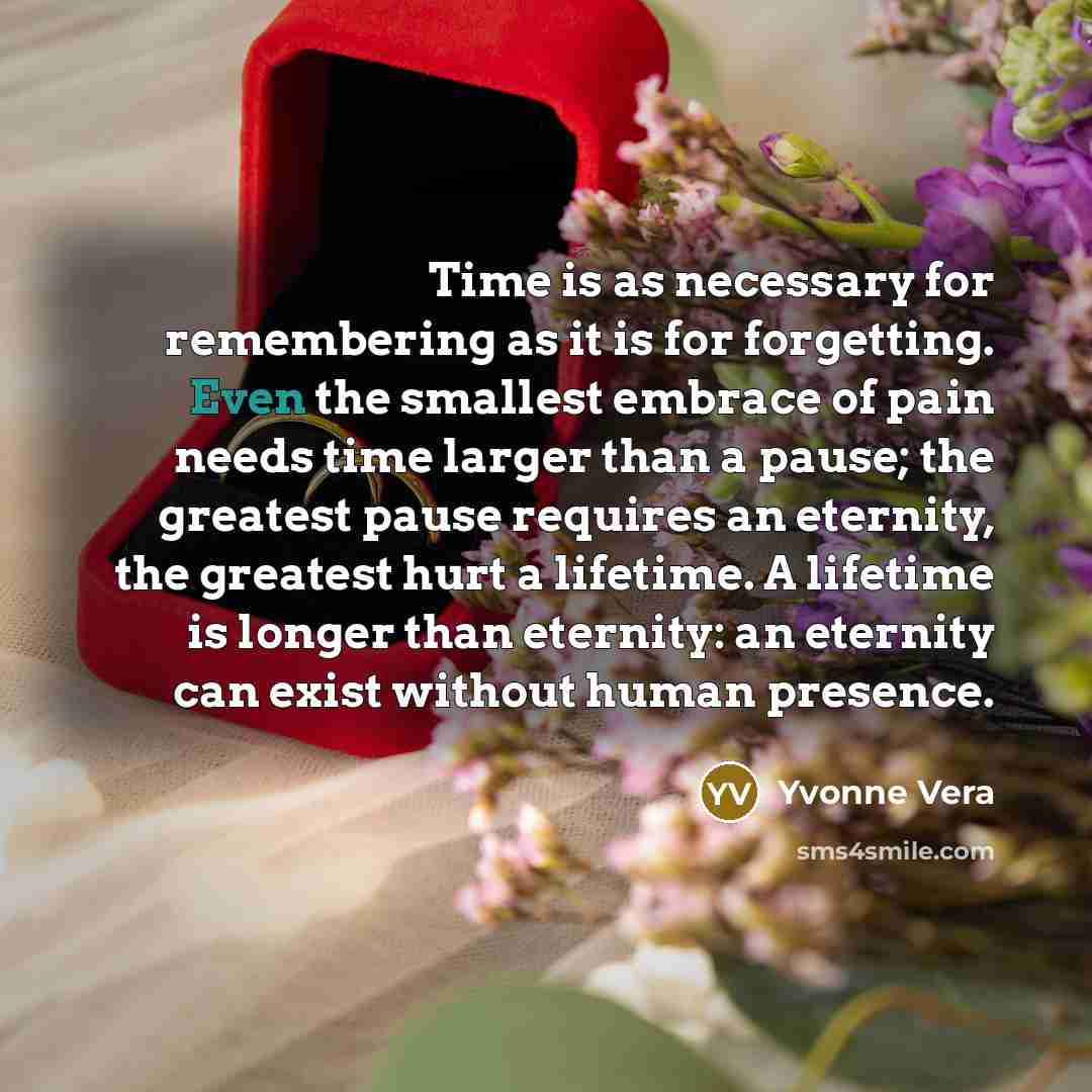 “Time is as necessary for remembering as it is for…” quote by Yvonne Vera