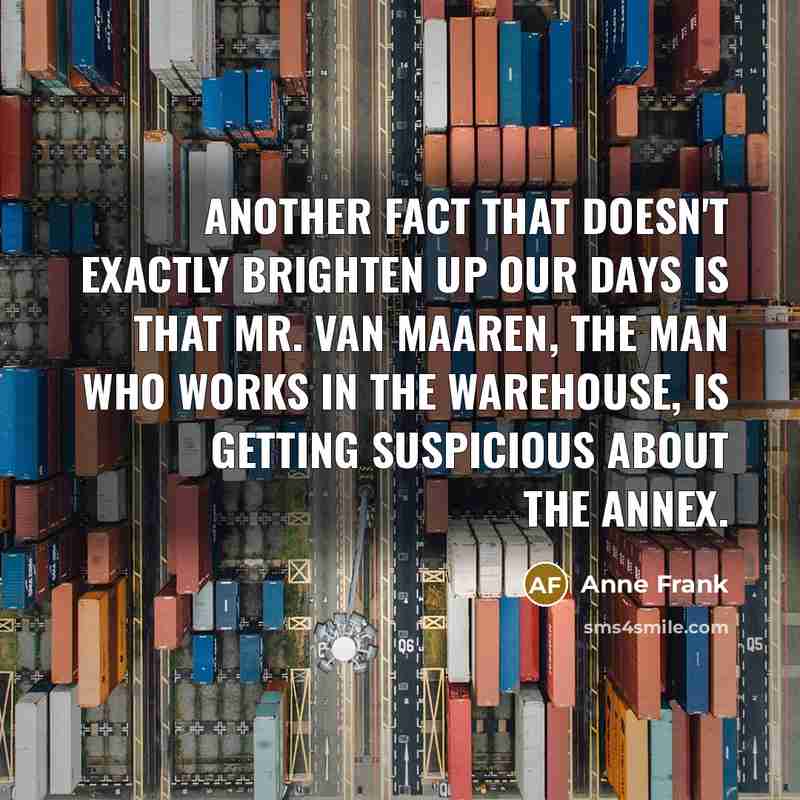 “Another fact that doesn't exactly brighten up our days is…” quote by Anne Frank