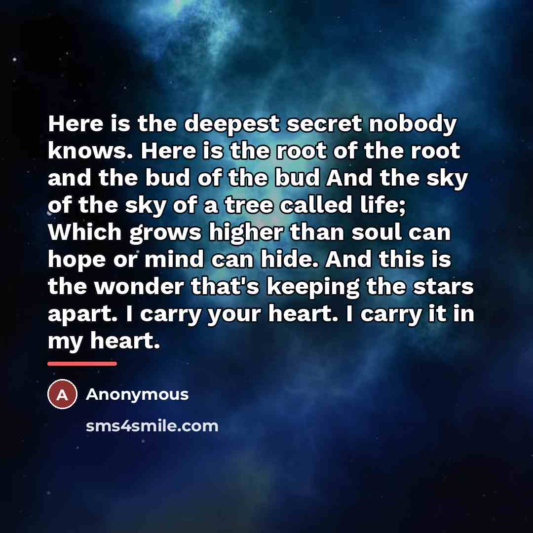 “Here is the deepest secret nobody knows. Here is the…” quote by Anonymous
