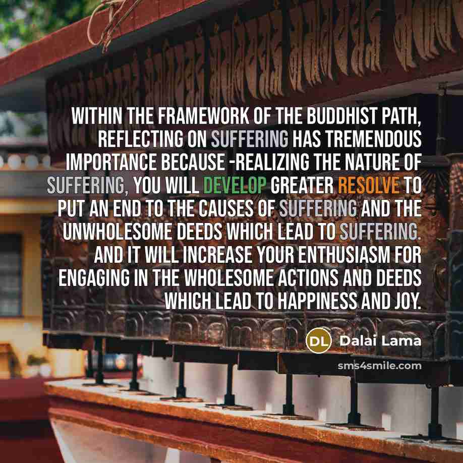 “Within the framework of the Buddhist Path, reflecting on suffering…” quote by Dalai Lama