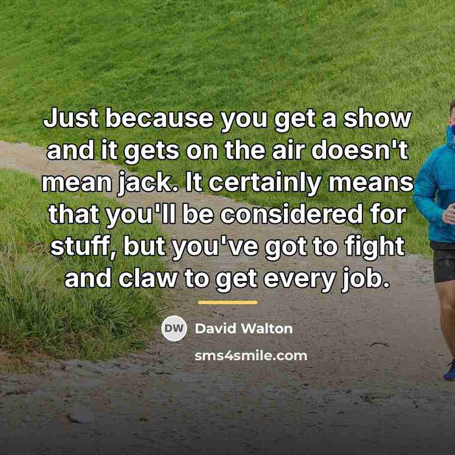 “Just because you get a show and it gets on…” quote by David Walton