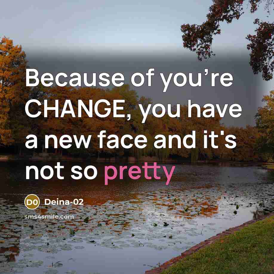 “Because of you're CHANGE, you have a new face and it's not so pretty” quote by Deina-02