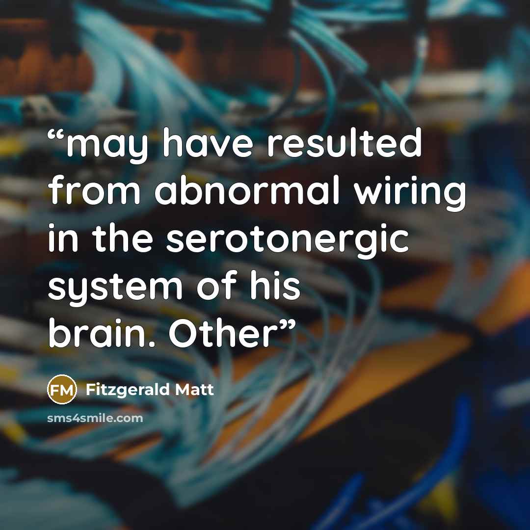 “may have resulted from abnormal wiring in the serotonergic system of his brain. Other” quote by Fitzgerald Matt