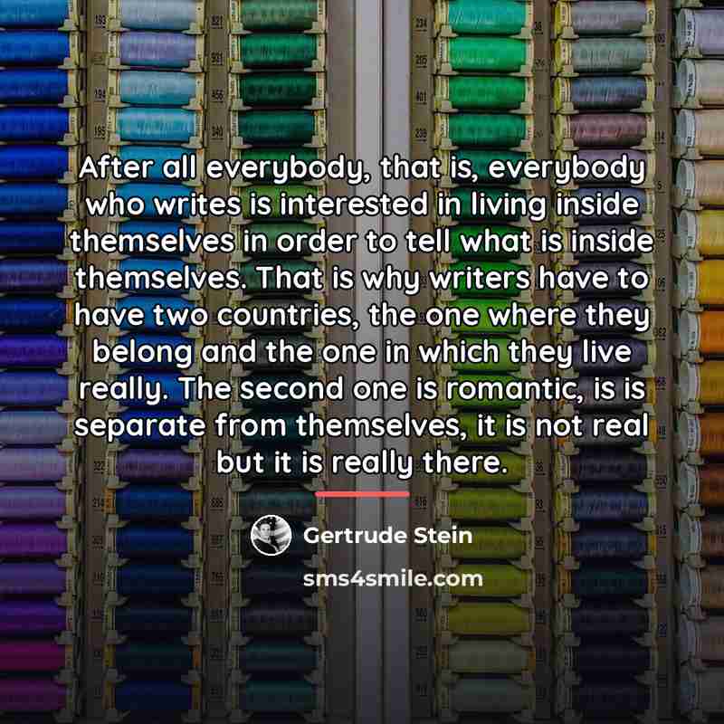“After all everybody, that is, everybody who writes is interested…” quote by Gertrude Stein