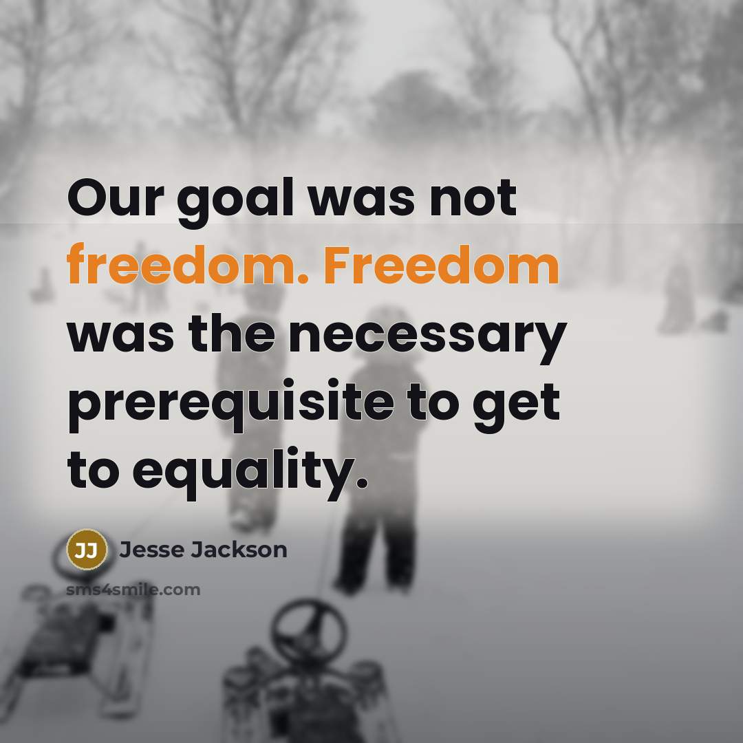 “Our goal was not freedom. Freedom was the necessary prerequisite…” quote by Jesse Jackson