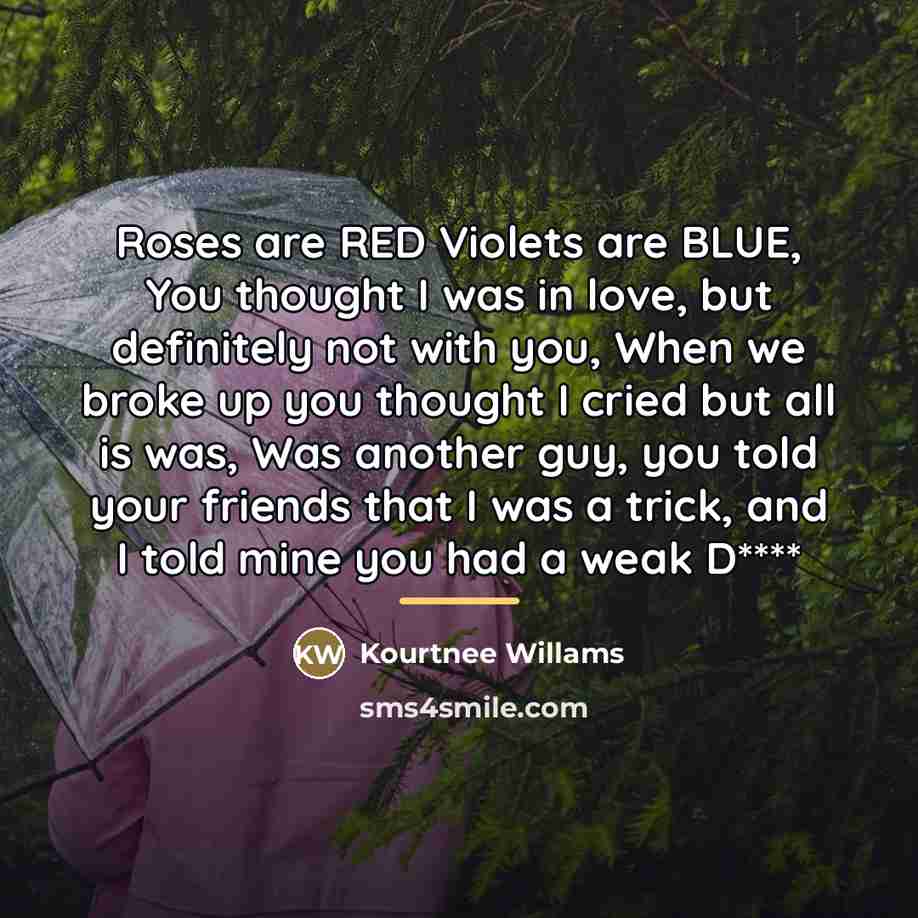 “Roses are RED Violets are BLUE, You thought I was…” quote by Kourtnee Willams