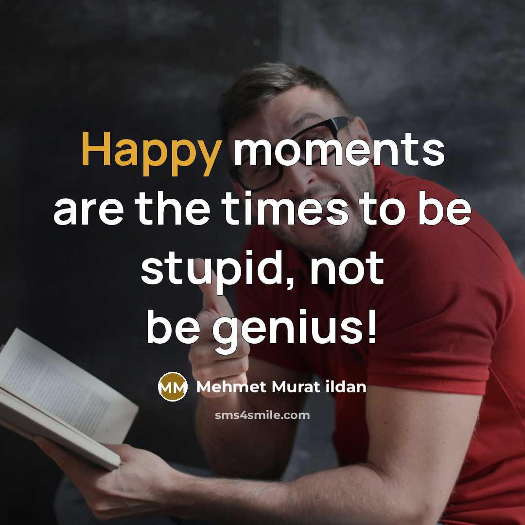 “Happy moments are the times to be stupid, not be…” quote by Mehmet Murat Ildan