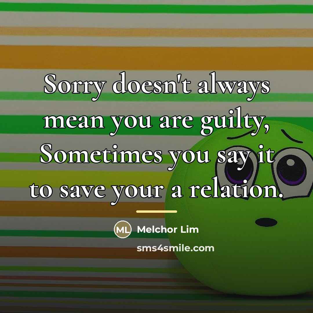 “Sorry doesn't always mean you are guilty, Sometimes you say…” quote by Melchor Lim