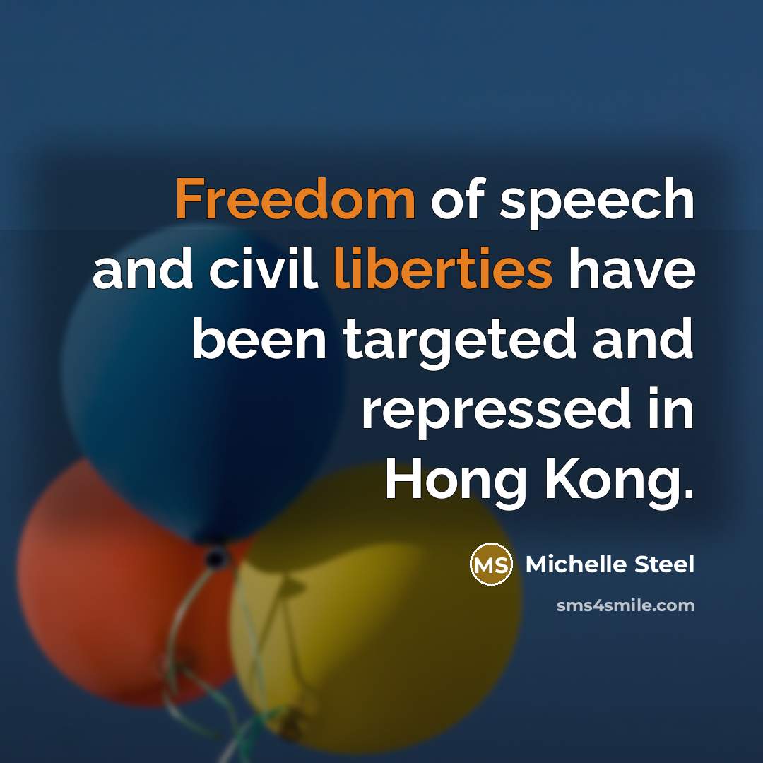 “Freedom of speech and civil liberties have been targeted and…” quote by Michelle Steel