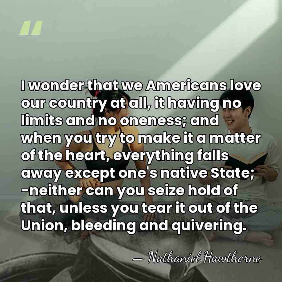 I wonder that we Americans love our country at all, it having&hellip; - Nathaniel Hawthorne