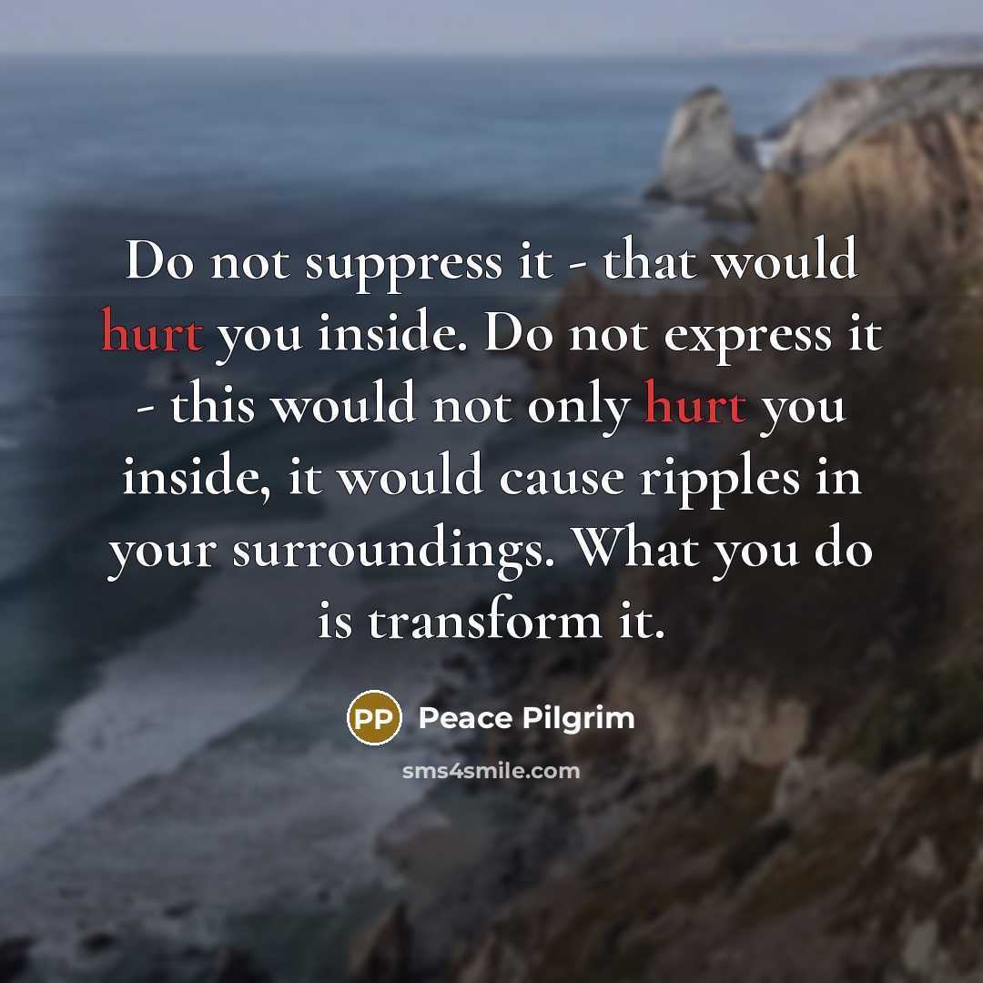 “Do not suppress it - that would hurt you inside.…” quote by Peace Pilgrim