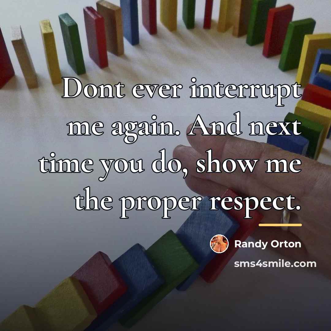 “Dont ever interrupt me again. And next time you do,…” quote by Randy Orton