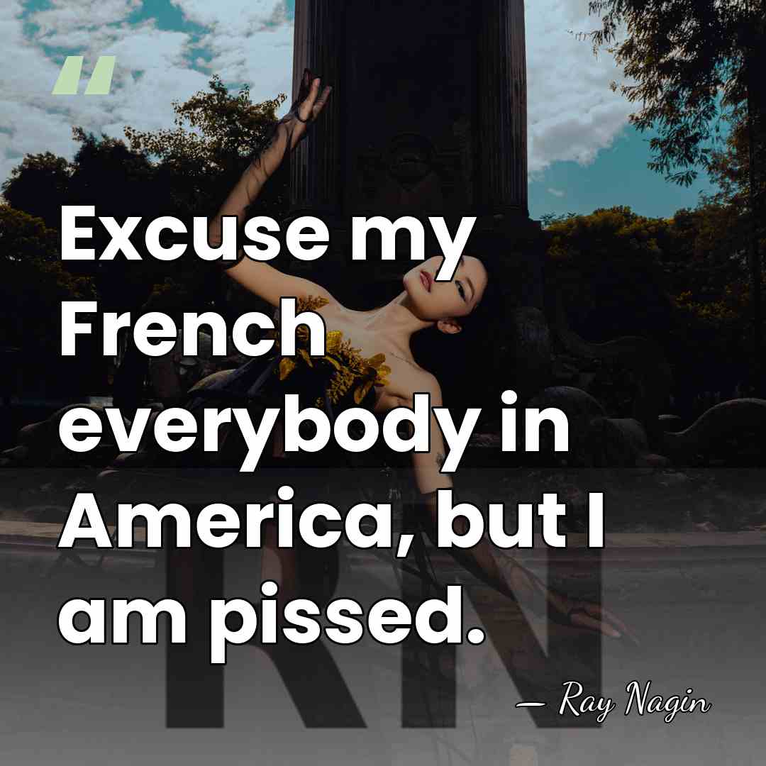 Excuse my French everybody in America, but I am pissed. - Ray Nagin