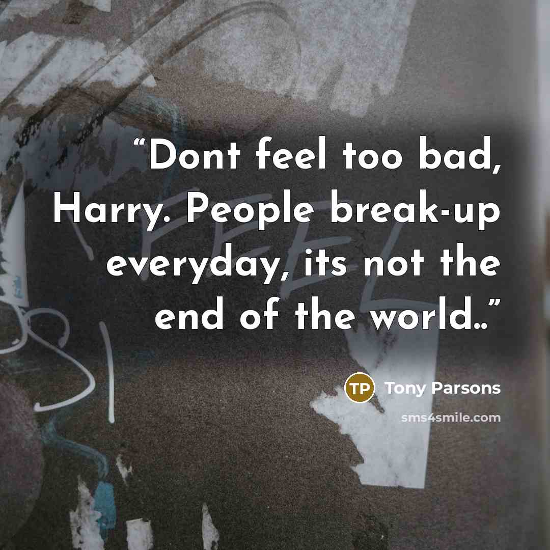 “Dont feel too bad, Harry. People break-up everyday, its not the end of the world..” quote by Tony Parsons