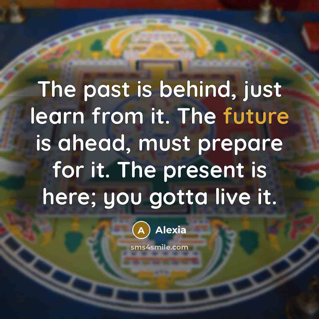 “The past is behind, just learn from it. The future…” quote by Alexia