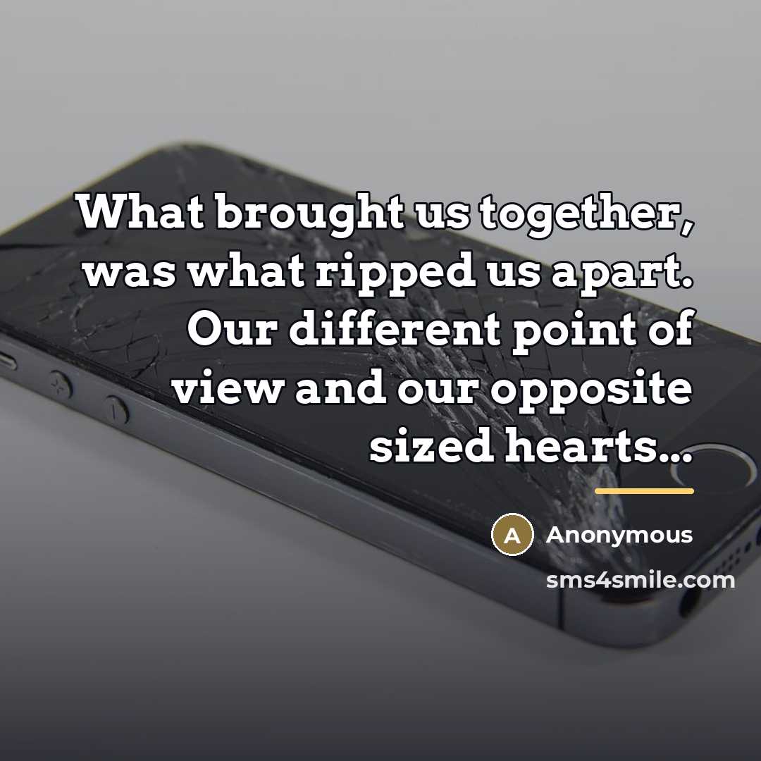 “What brought us together, was what ripped us apart. Our…” quote by Anonymous