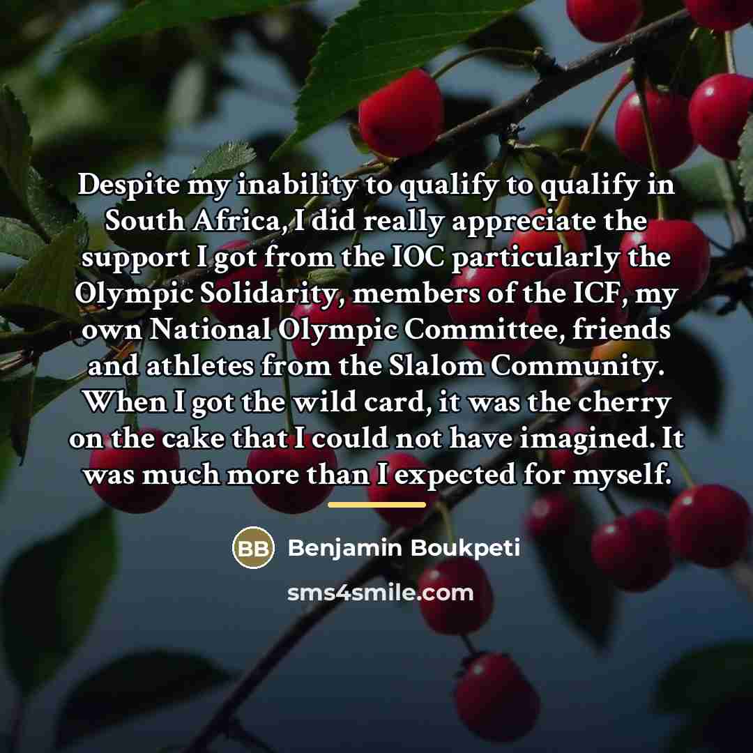 “Despite my inability to qualify to qualify in South Africa,…” quote by Benjamin Boukpeti