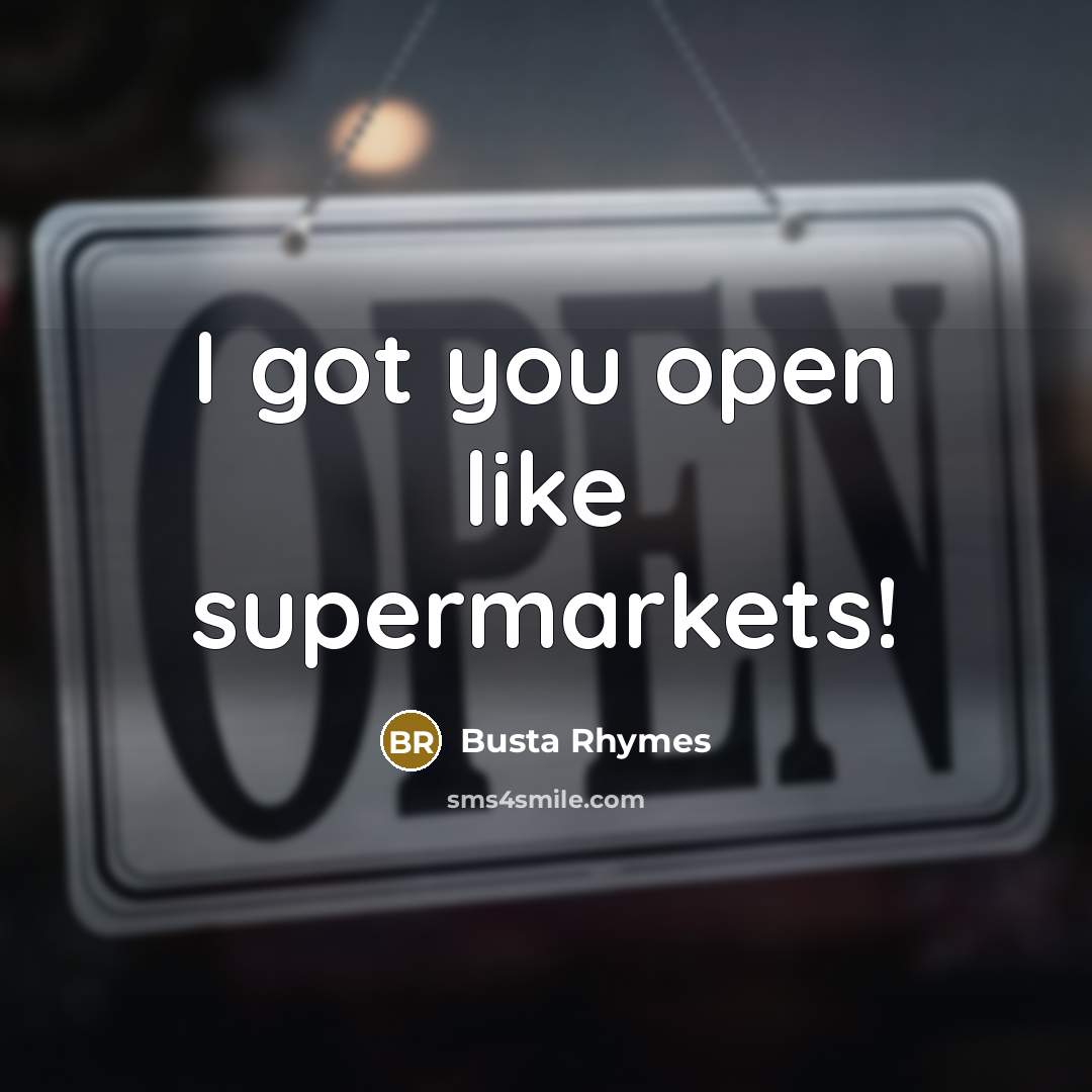 “I got you open like supermarkets!” quote by Busta Rhymes