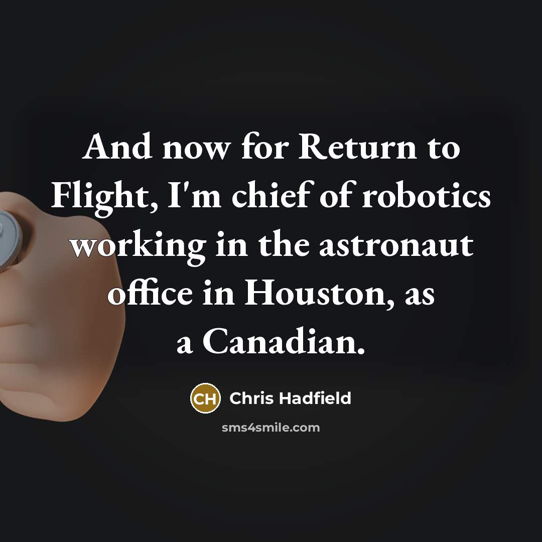 “And now for Return to Flight, I'm chief of robotics…” quote by Chris Hadfield