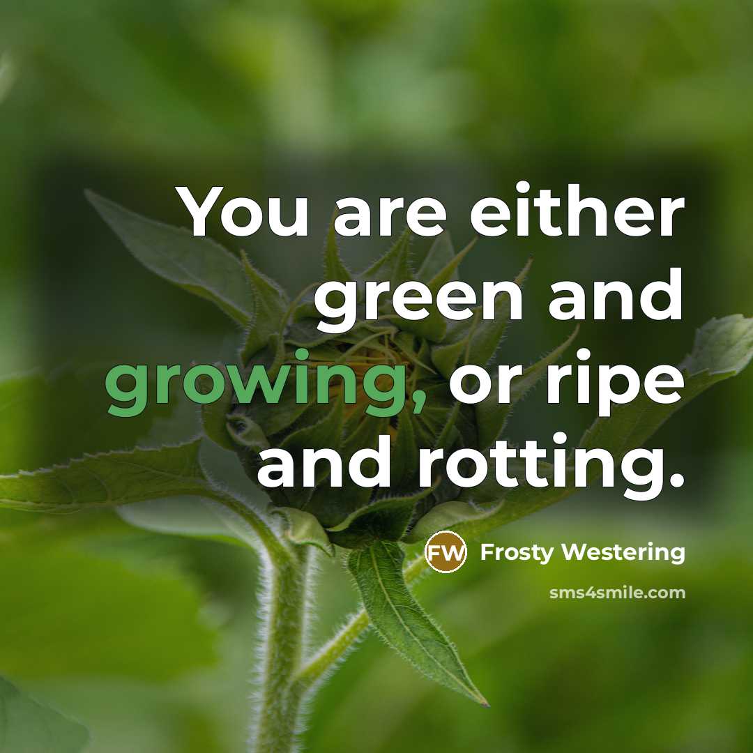 “You are either green and growing, or ripe and rotting.…” quote by Frosty Westering