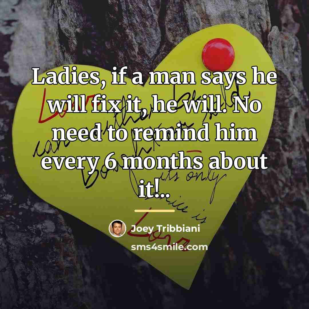 “Ladies, if a man says he will fix it, he…” quote by Joey Tribbiani