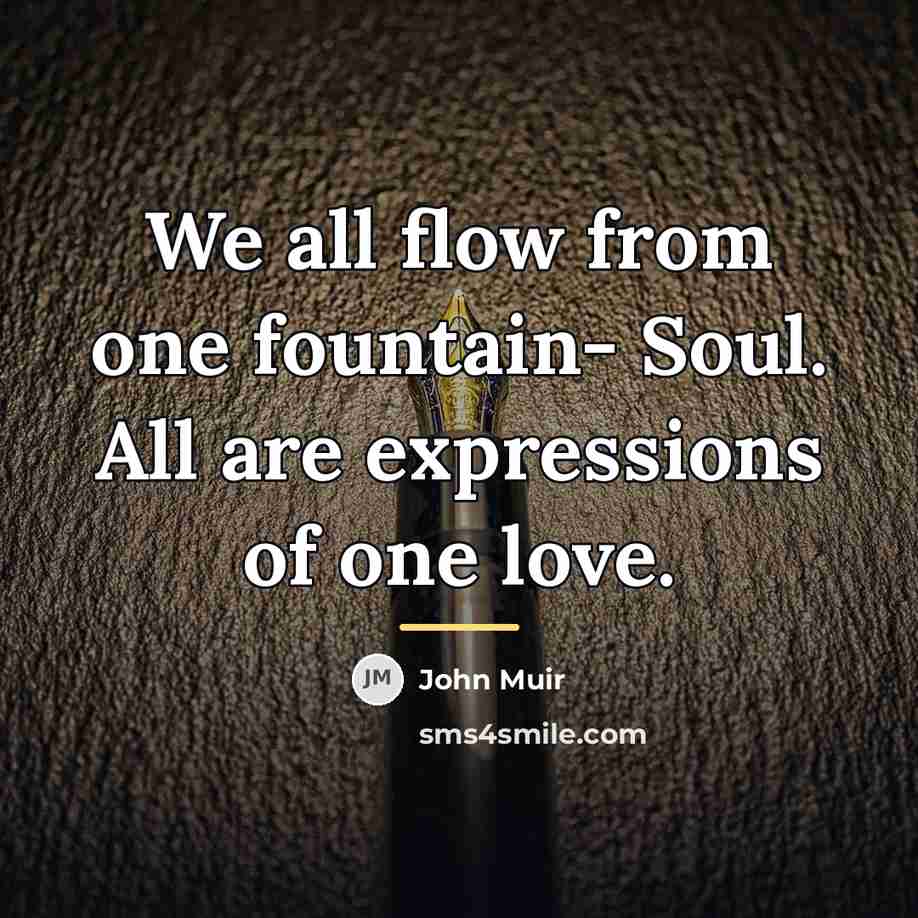 “We all flow from one fountain- Soul. All are expressions…” quote by John Muir