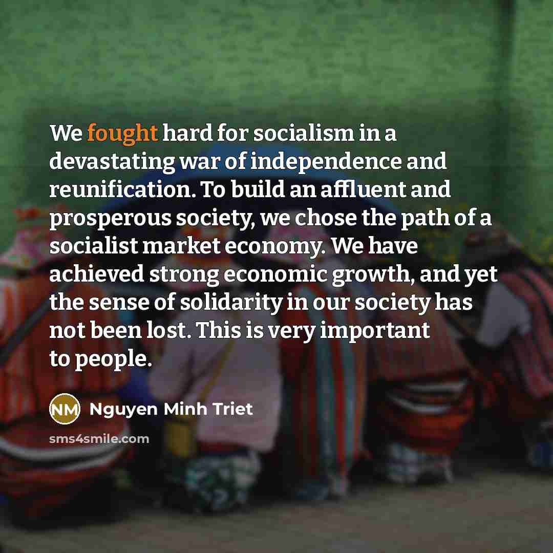 “We fought hard for socialism in a devastating war of…” quote by Nguyen Minh Triet