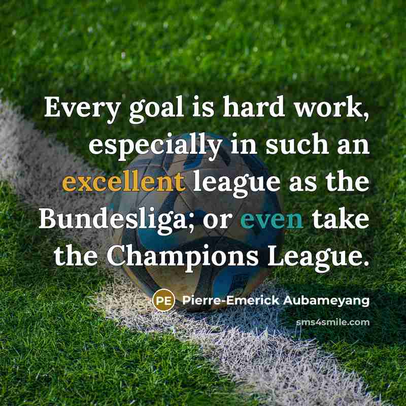 “Every goal is hard work, especially in such an excellent…” quote by Pierre-Emerick Aubameyang