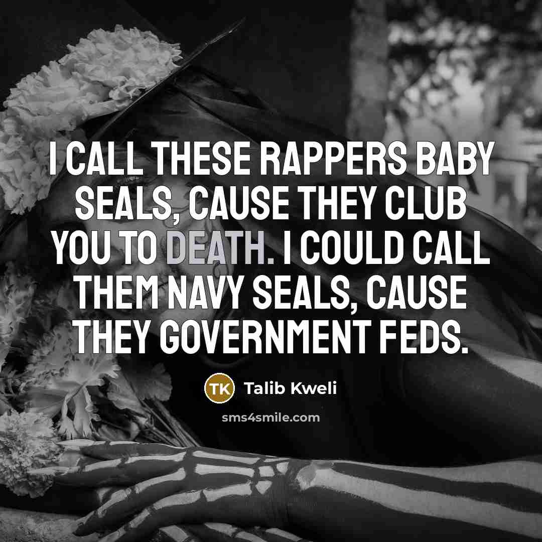 “I call these rappers baby seals, cause they club you…” quote by Talib Kweli