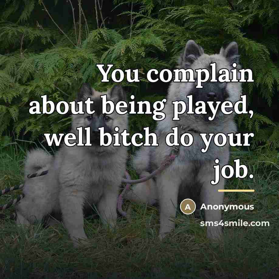 “You complain about being played, well bitch do your job.…” quote by Anonymous