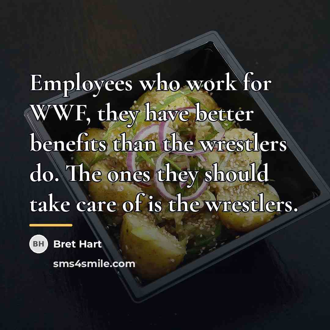 “Employees who work for WWF, they have better benefits than…” quote by Bret Hart