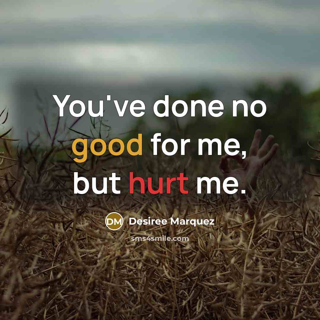 “You've done no good for me, but hurt me.” quote by Desiree Marquez