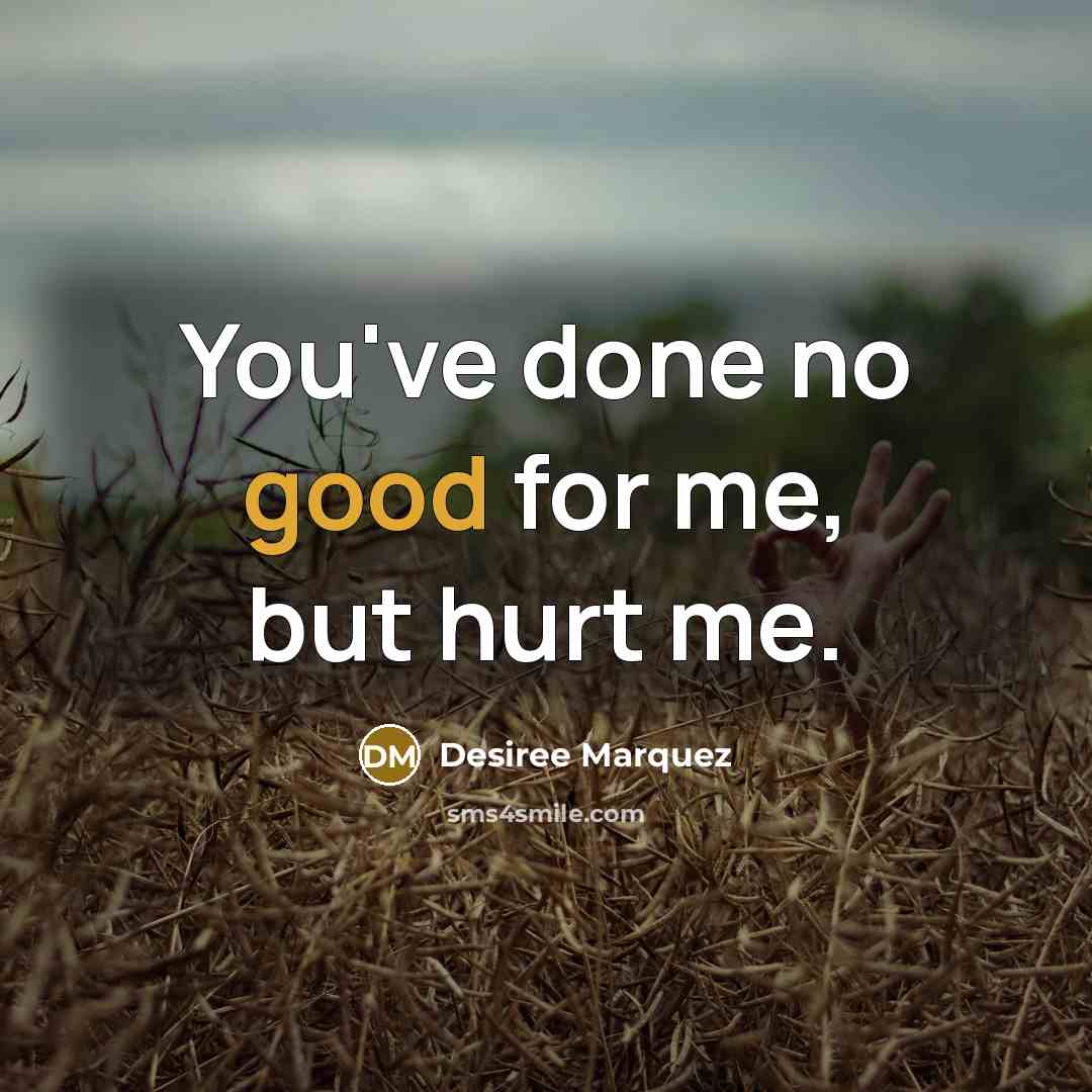 “You've done no good for me, but hurt me.…” quote by Desiree Marquez