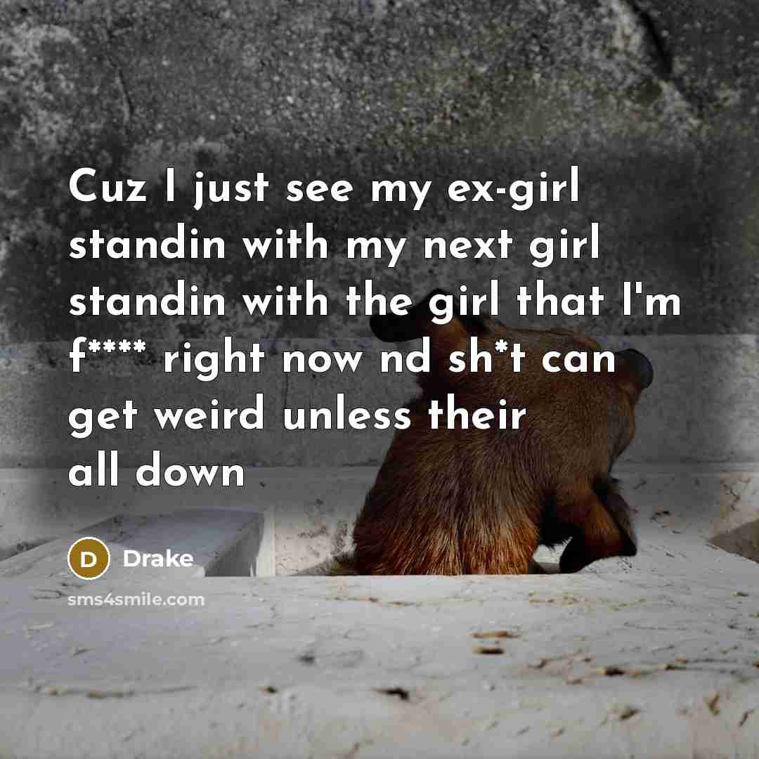 “Cuz I just see my ex-girl standin with my next…” quote by Drake