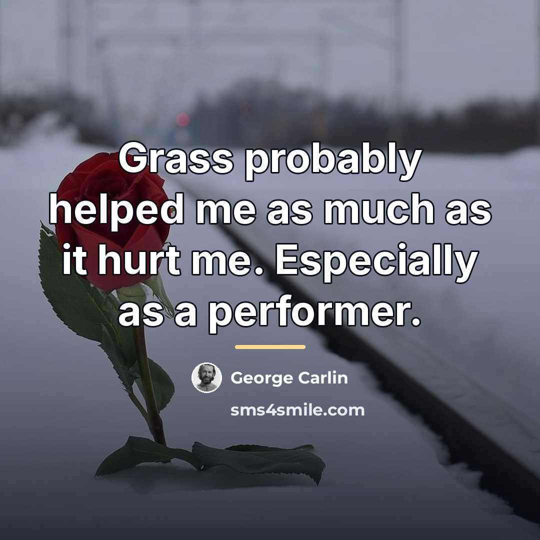 “Grass probably helped me as much as it hurt me.…” quote by George Carlin