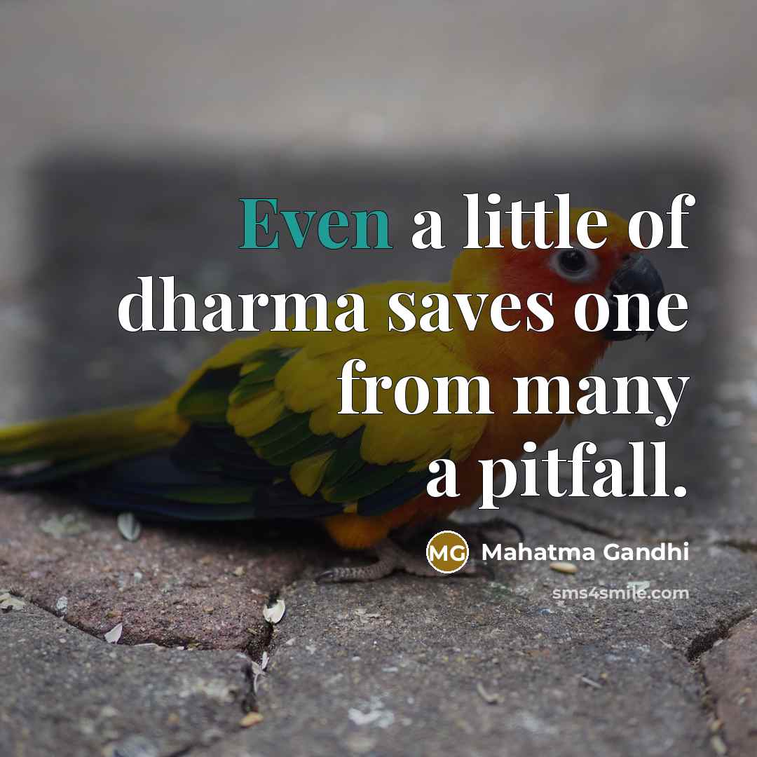 “Even a little of dharma saves one from many a…” quote by Mahatma Gandhi